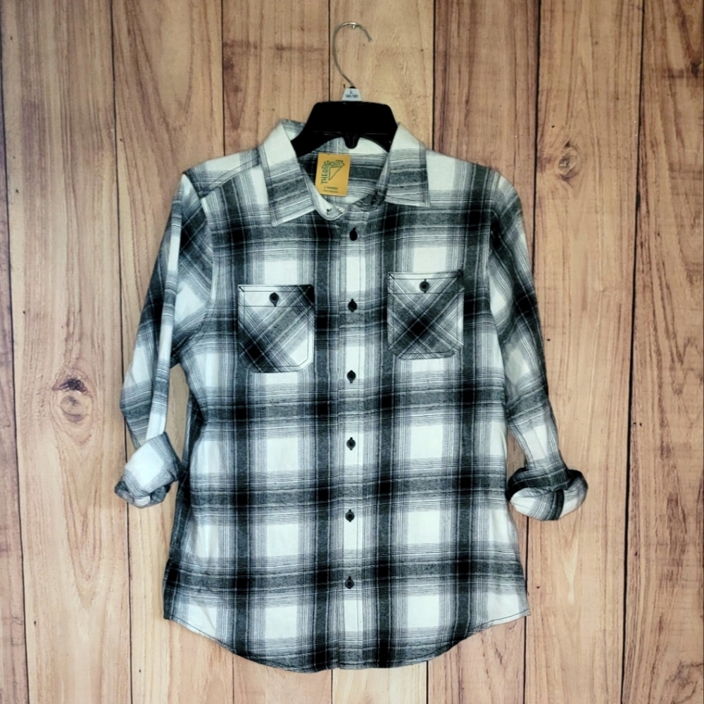 Boy's XL Plaid Button Flannel Down